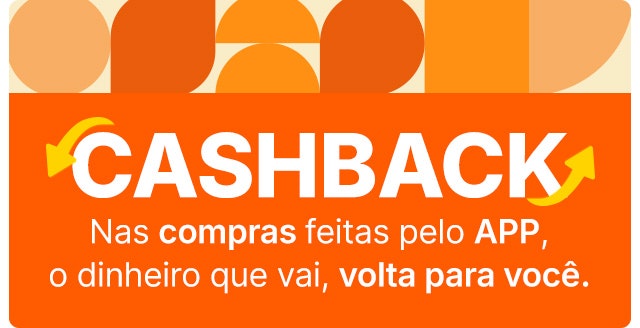 Nas compras feitas pelo APP, o dinheiro que vai, volta para você.