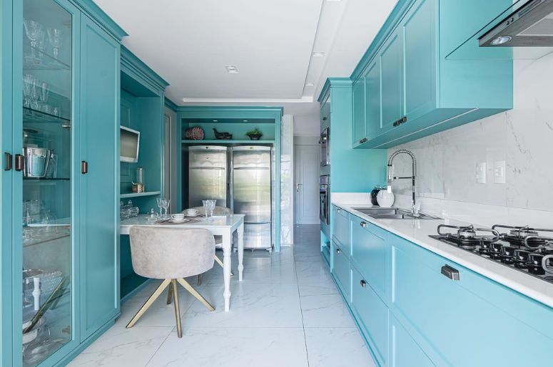 cozinha azul tiffany