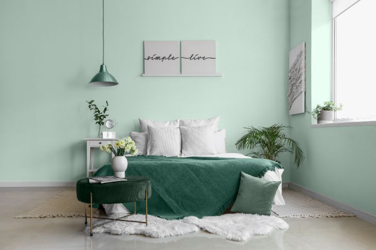 quarto verde e branco