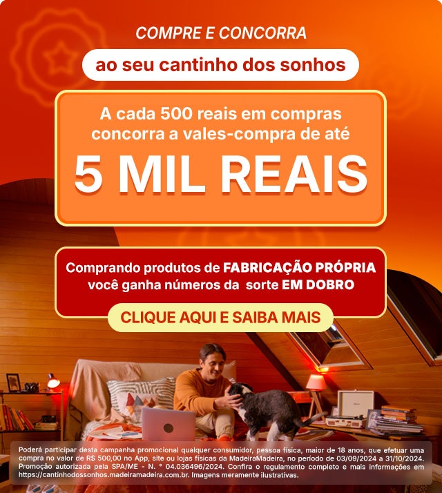 Compre e concorra ao seu cantinho dos sonhos, aproveite.