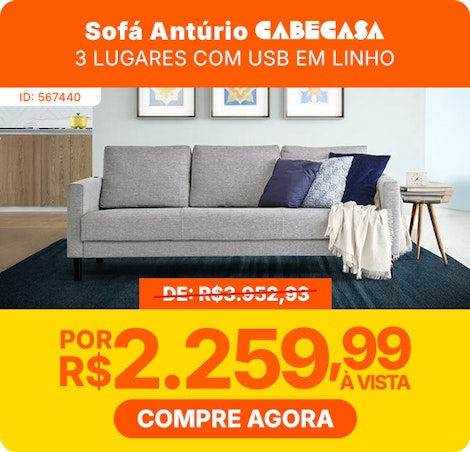 Sofá 3 Lugares com Usb em Linho Antúrio Cabecasa Madeiramadeira Cinza