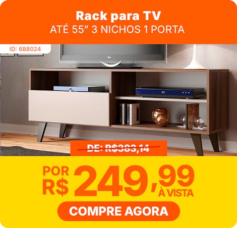 Rack Para Tv Ate 55 Polegadas 3 Nichos 1 Porta Detroit Nogueira/Off White