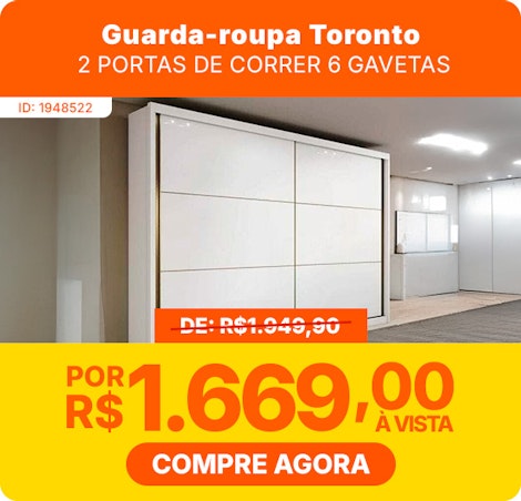 Guarda Roupa Casal Toronto Plus 2 Portas de Correr 6 Gavetas Lopas Branco