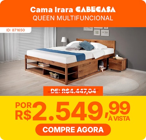 Cama Queen Multifuncional Madeira Maciça Irara Cabecasa Madeiramadeira Caramelo