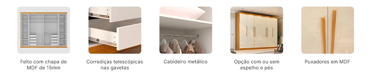 Diferenciais do guarda-roupa Carnaúba.