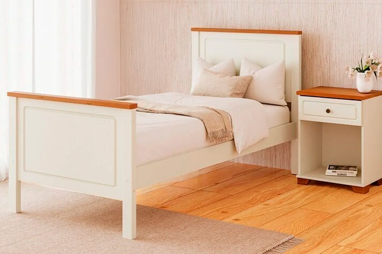 Cama de solteiro branca