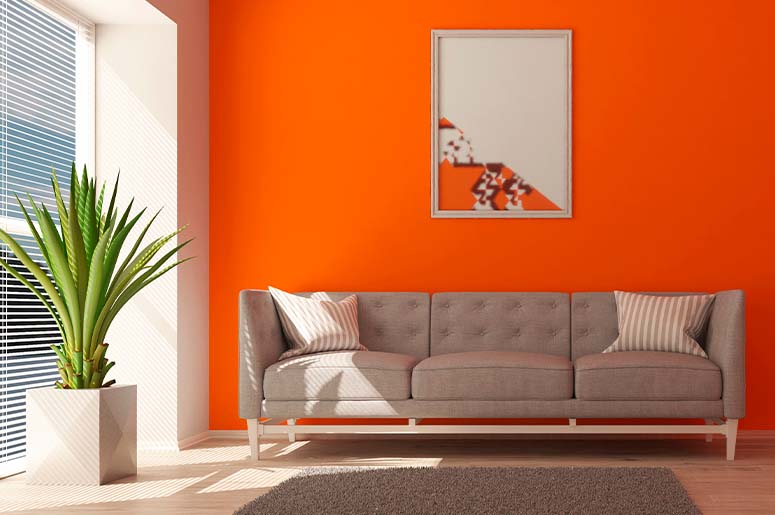 parede da sala laranja