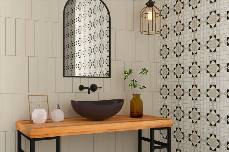 banheiro decorado com pastilhas