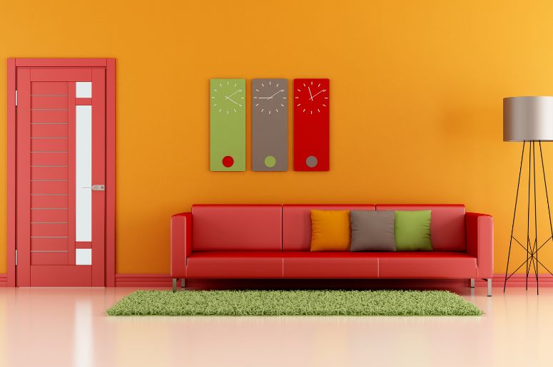 sala pintada de laranja