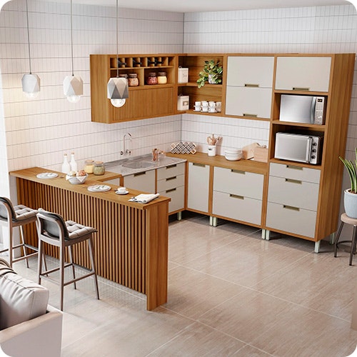 Confira todas as opções de cozinhas completas da MadeiraMadeira.