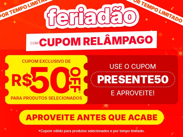 Descontaço com cupom: use PRESENTE50 e ganhe R$50 OFF