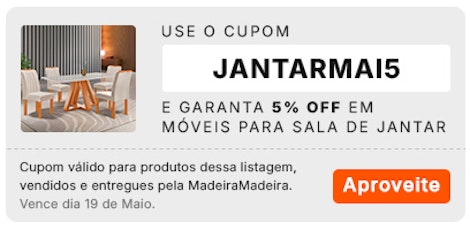 Use o cupom JANTARMAI5 e garanta 5% OFF