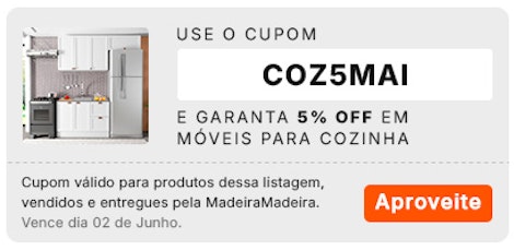 Use o cupom COZ5MAI e garanta descontos exclusivos. Válido para produtos selecionados, até o dia 02/06.