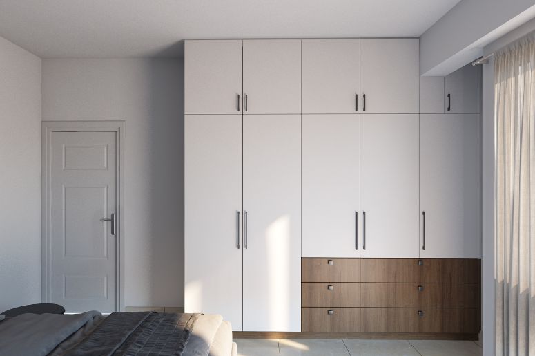 Quarto com guarda roupa branco
