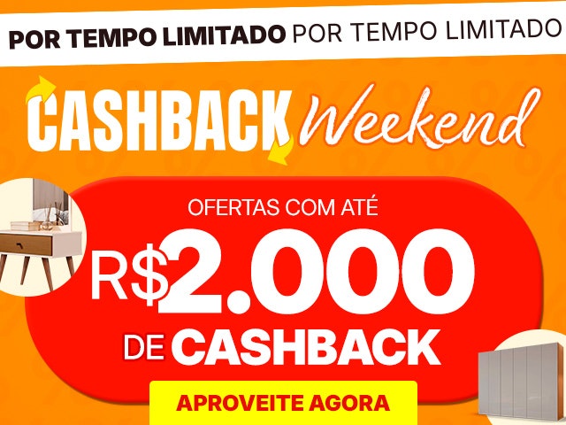 Cashback Weekend: o melhor CASHBACK do mercado, com até R$2.000 de CASHBACK.