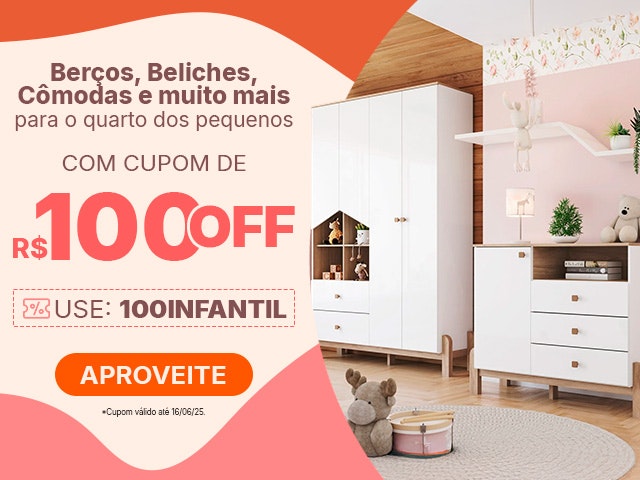 Tudo para o quarto dos pequenos com cupom de R$100 OFF, aproveite!