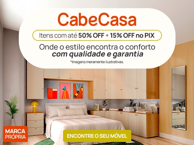 CabeCasa, encontre o seu móvel com até 50% OFF + 15% OFF no PIXCabeCasa, encontre o seu móvel com até 50% OFF + 15% OFF no PIX