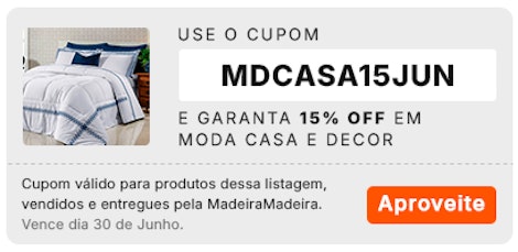 Use o cupom MDCASA15JUN e garanta 15% OFF em itens para Moda Casa, aproveite!