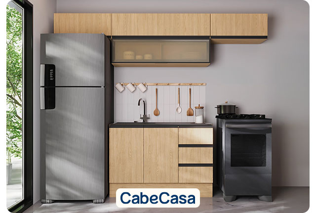 Cozinha Modulada 5 Peças 4 Aéreos 1 Balcão Nara CabeCasa