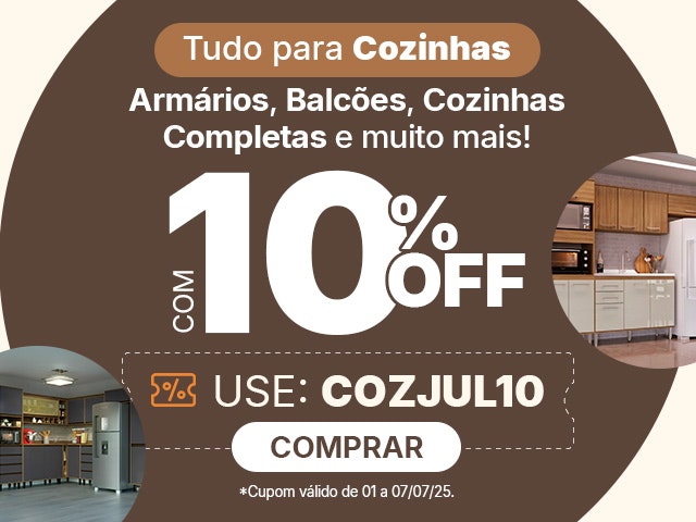 Tudo para Cozinha: armários e balcões com cupom de 10% OFF.