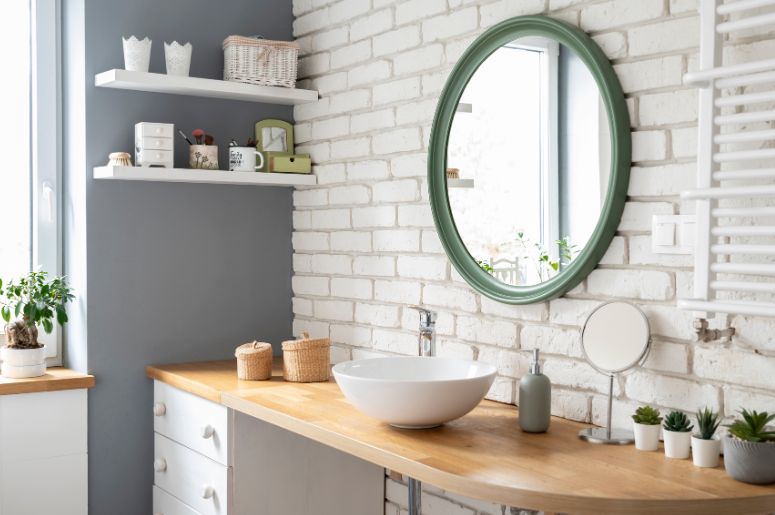 Banheiro com decoração escandinava