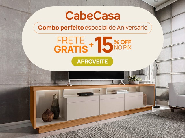 Aniversário CabeCasa: Frete Grátis + 20% OFF no PIX