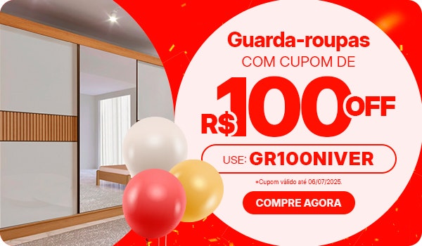 Guarda-roupas com cupom: use GR100NIVER e garanta R$100 OFF