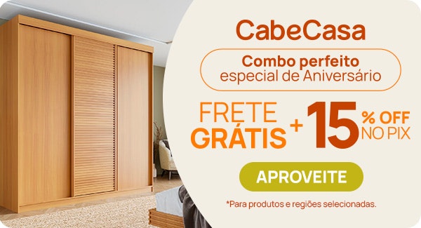 Aniversário CabeCasa: Frete Grátis + 20% OFF no PIX
