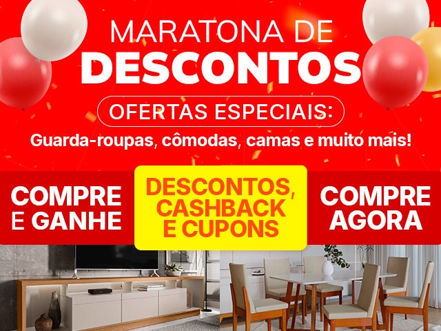 Maratona de Descontos: mesas de jantar, painéis e muito mais com cupom, cashback e diversos descontos.