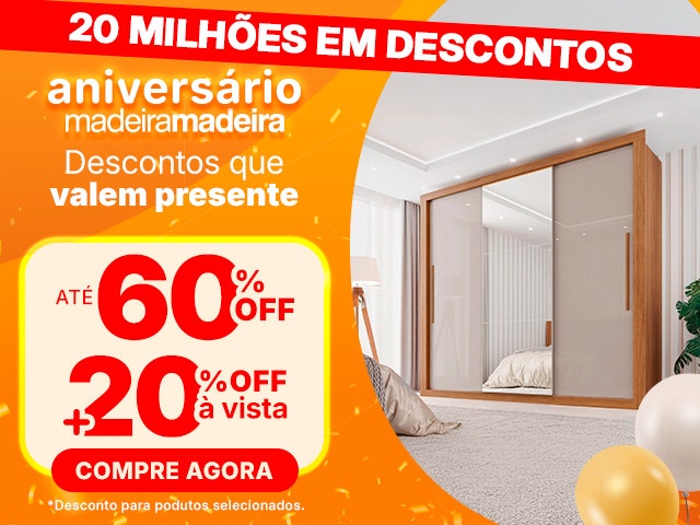 Aniversário Madeira: DESCONTOS de até 60% OFF + 20% OFF à vista!