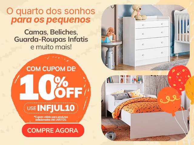 Quarto Infantil com cupom de 10% OFF, aproveite os descontos!