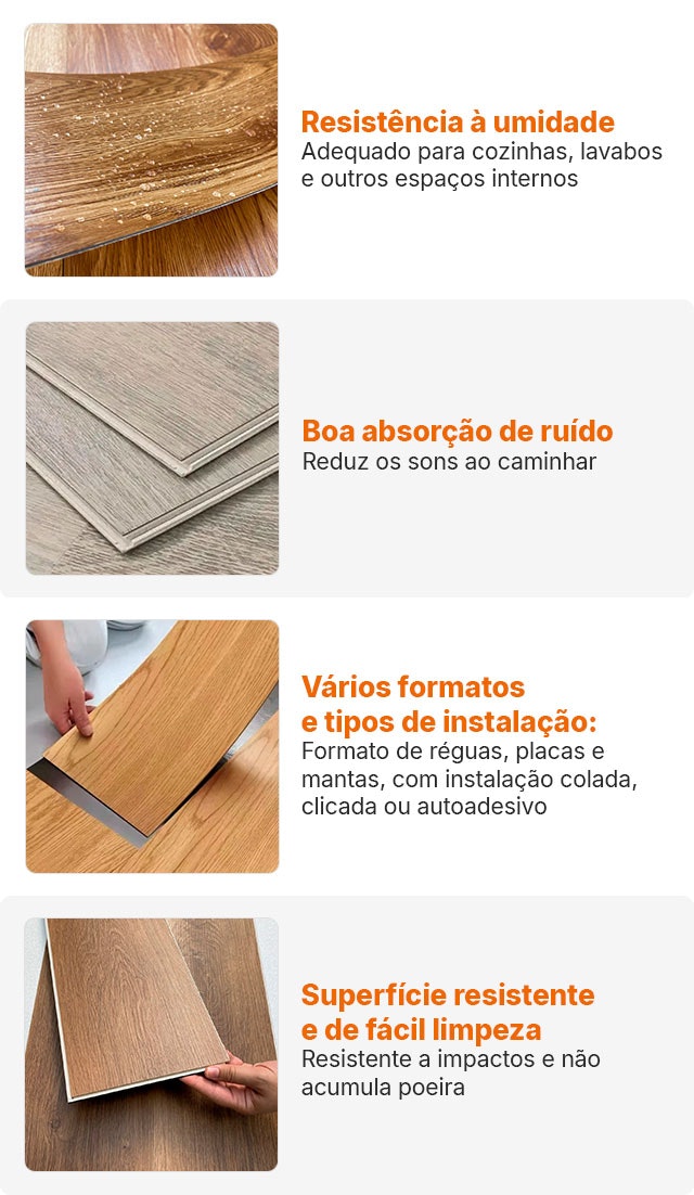 Conheça todos os diferenciais dos Pisos Vinílicos e escolhe o melhor para o seu dia a dia.