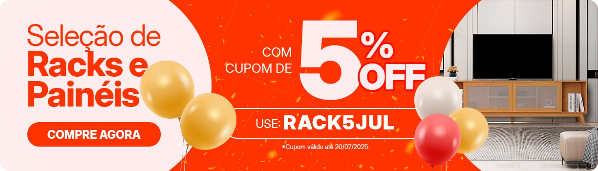 Racks e Painéis com cupom de 5% OFF, use RACK5JUL e aproveite