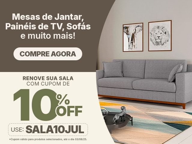 Sala de Jantar e Estar: renove sua sala com cupom de 10% OFF, use SALA10JUL e aproveite