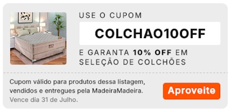 Seleção de Colchões com cupom de 10% OFF: use COLCHAO10OFF e aproveite.