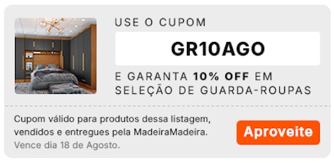 Guarda-roupa com cupom de 10% de desconto, aproveite