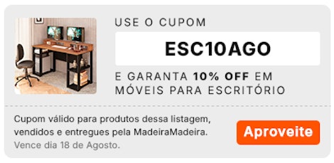 Escritório com cupom de 10% de desconto, aproveite