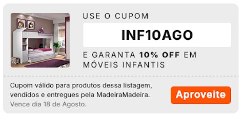 Infantil com cupom de 10% de desconto, aproveite