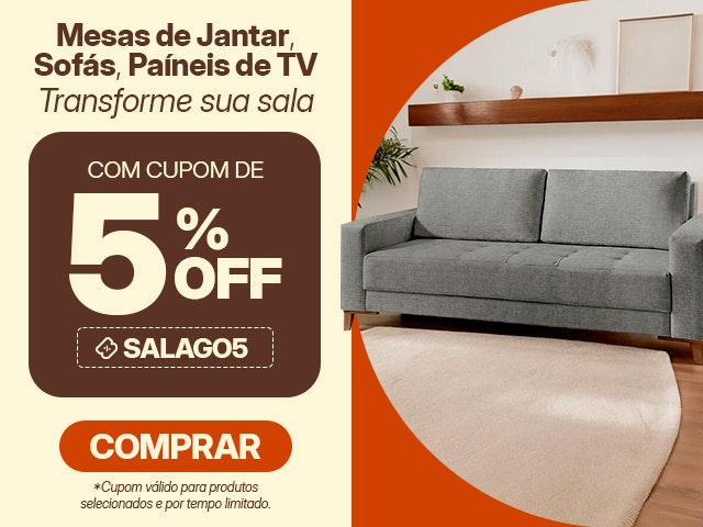 Mesas de Jantar e Sofás: transforme sua sala com cupom de 5% OFF!