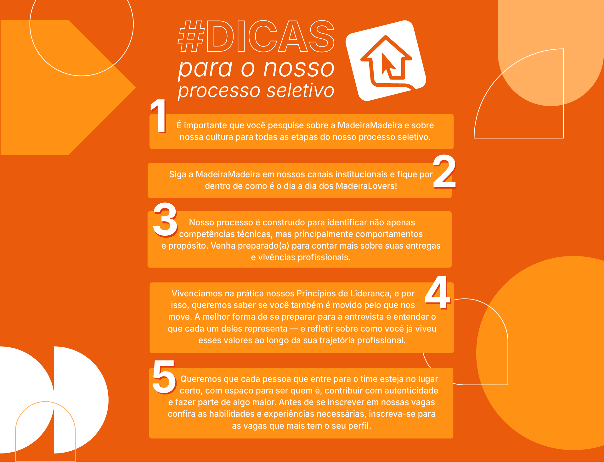 Dicas para o nosso processo seletivo