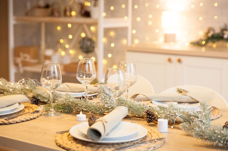 Mesa decorada para ano novo