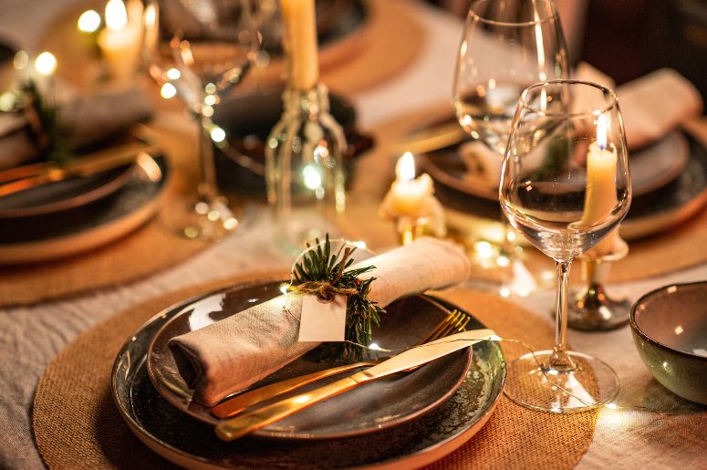 Mesa decorada de natal