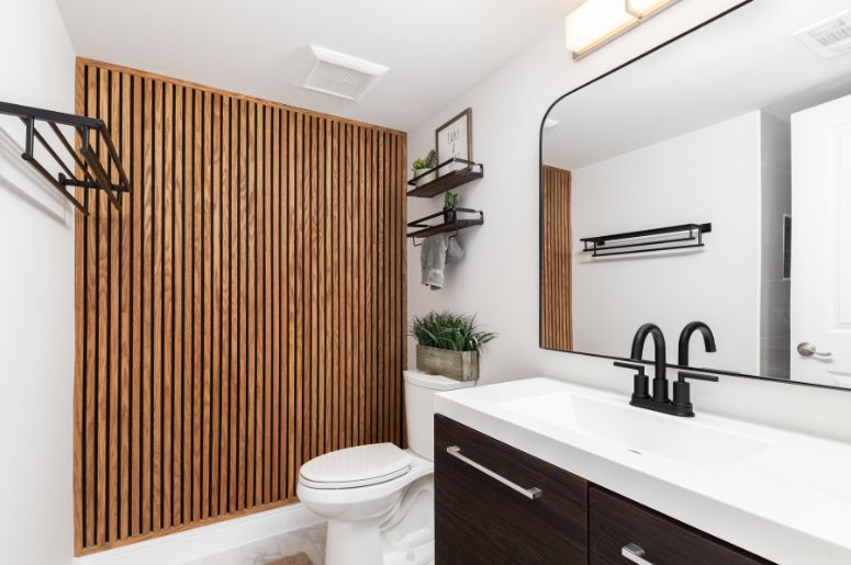 Banheiro com revestimento 3D