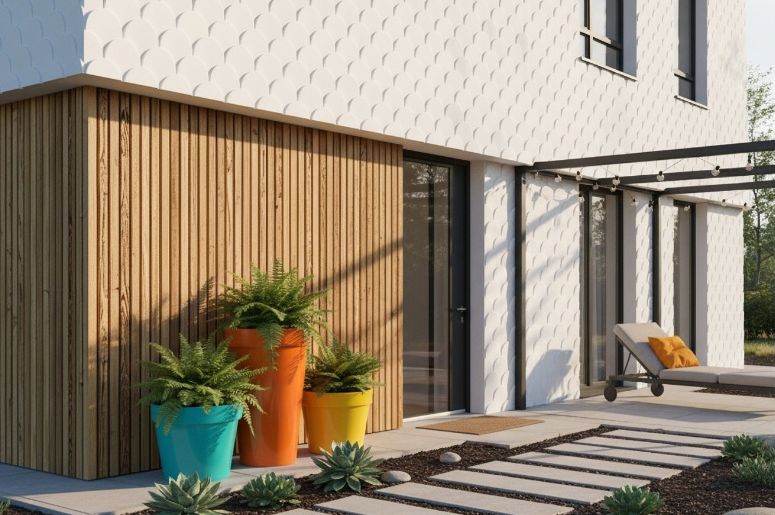 &Aacute;rea externa com revestimento 3D