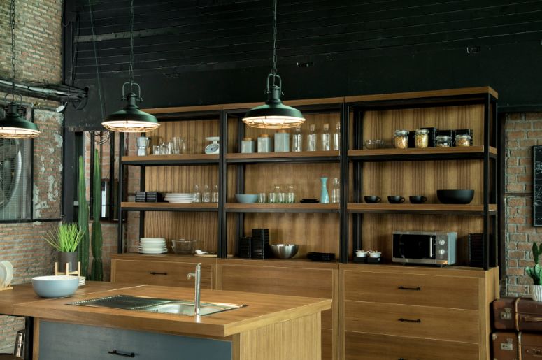 cozinha com decoração industrial