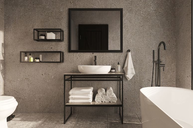 Banheiro com decoração industrial