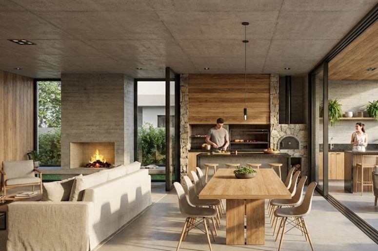 Casa com churrasqueira Integrada