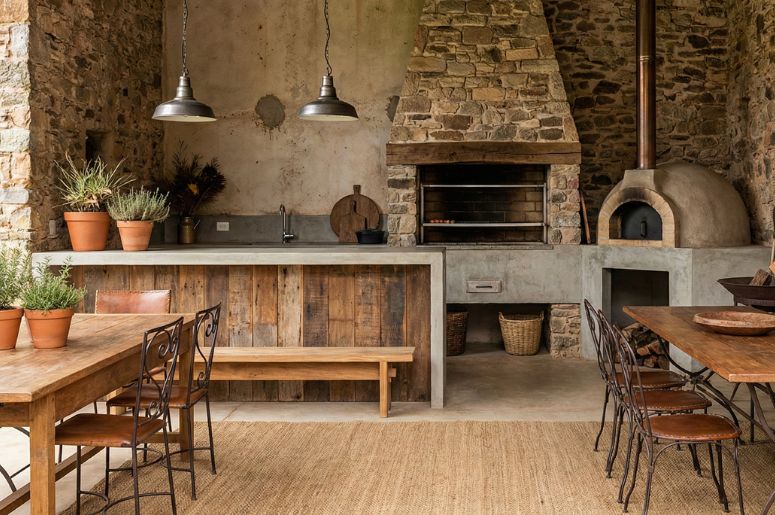 Cozinha com decora&ccedil;&atilde;o r&uacute;stica 