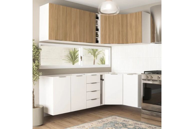 Cozinha Ipanema Ac&aacute;cia e branco