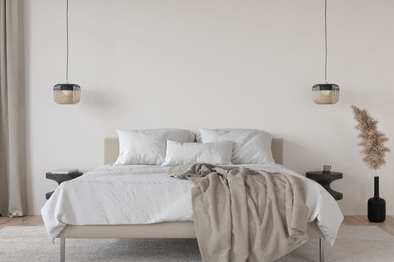 Quarto decorado com a cor cloud dancer